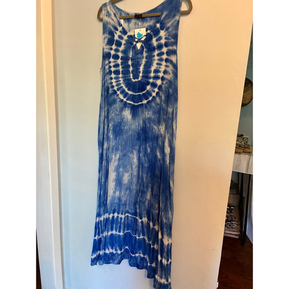 0163 NWT Tie Dye Maxie dress in blue and white. Size M/L - Picture 8 of 11